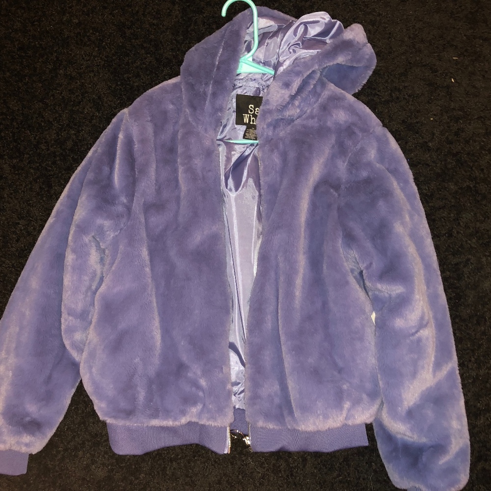 royal blue fuzzy jacket